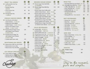 ChaChaGo Davao Menu