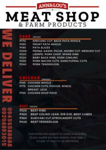Anna-Lou's Meat Shop and Farm Products MENU