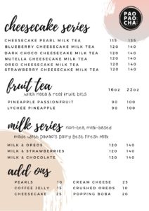 Pao Pao Cha MENU